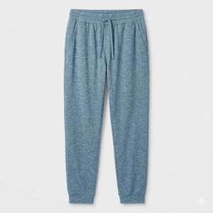 Blue Heathered Joggers Lounge Pants Performance Elastic Waist M